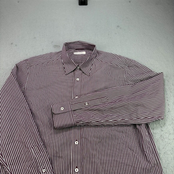 Ermenegildo Zegna Shirt Mens 2XL Purple Striped Button Down Formal Casual Cotton - Picture 1 of 9